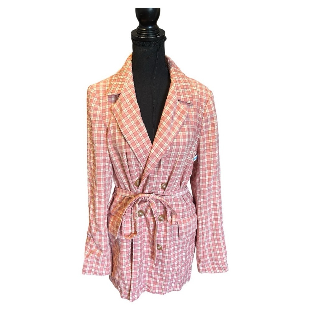 NWOT Free People Olivia Gingham Blazer - Picture 2 of 10